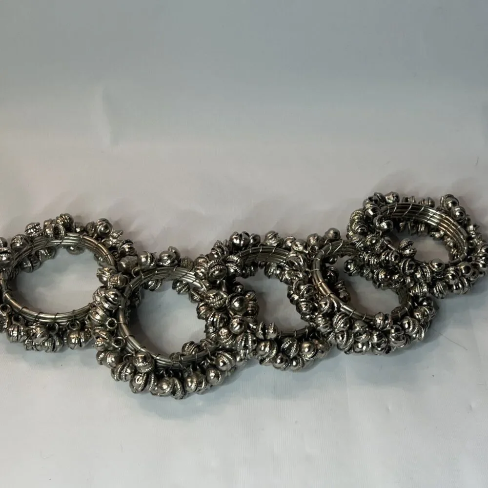 Vintage Jingle Bell Napkin Rings Boho Tribal Style Table Decor Set